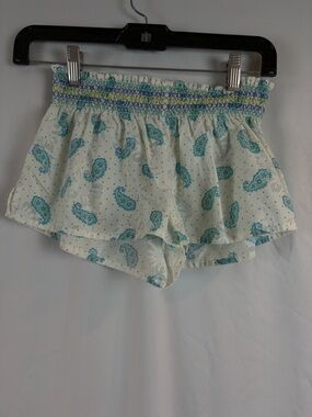 Victoria's Secret White Shorts with Blue & Green Paisley